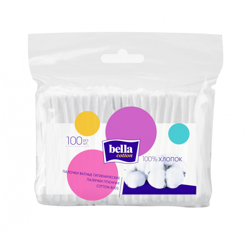

Ватные палочки BELLA 100 шт, полиэтиленовая упаковка, 10 уп.