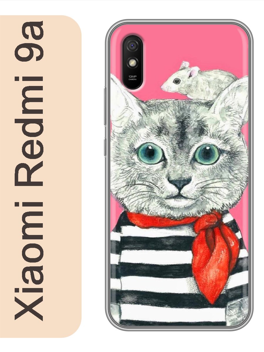 

Чехол на Xiaomi Redmi 9a кот с мышкой 801, Прозрачный, red9acat2