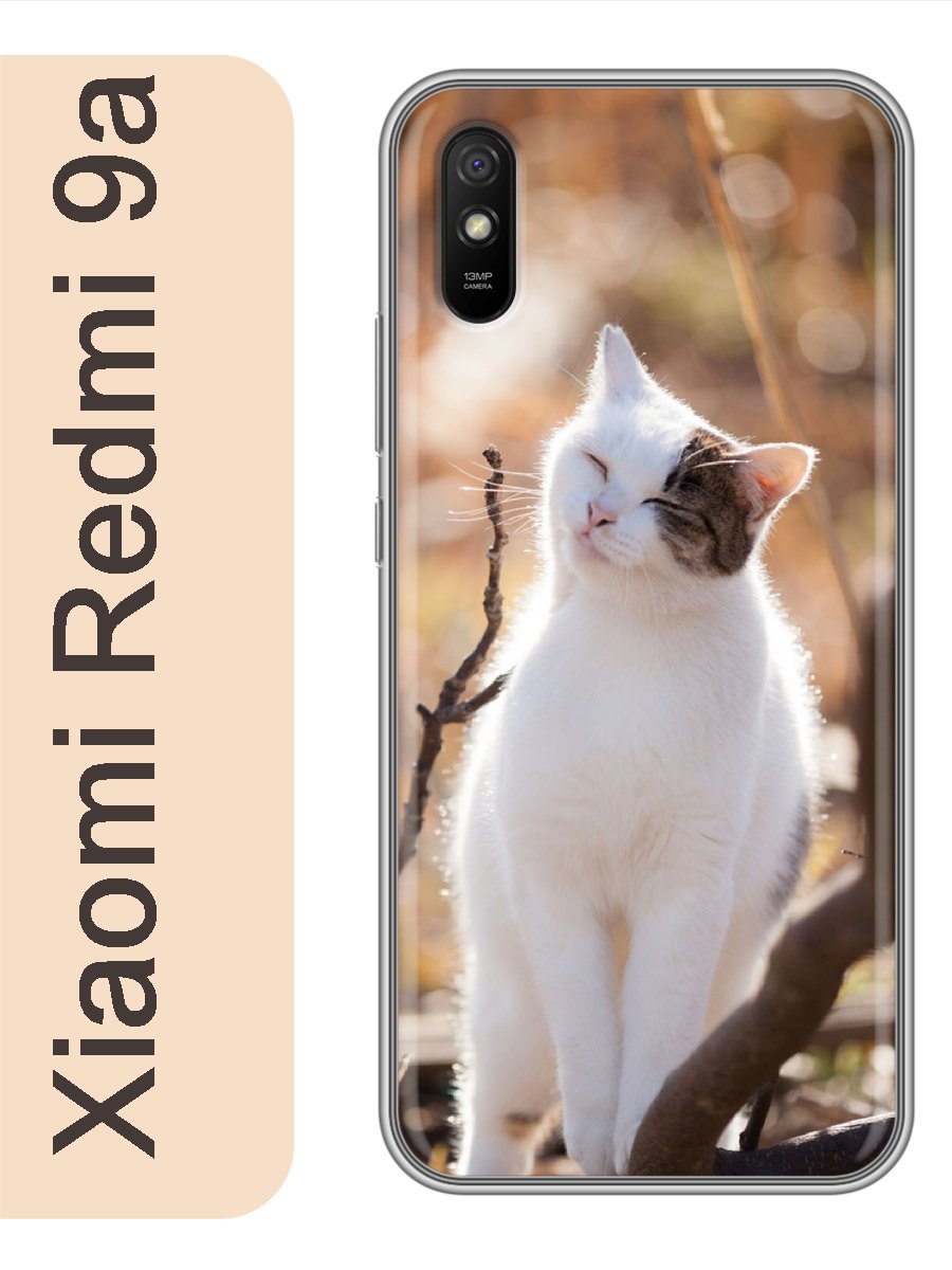 

Чехол на Xiaomi Redmi 9a белый кот 795, Прозрачный, red9acat2