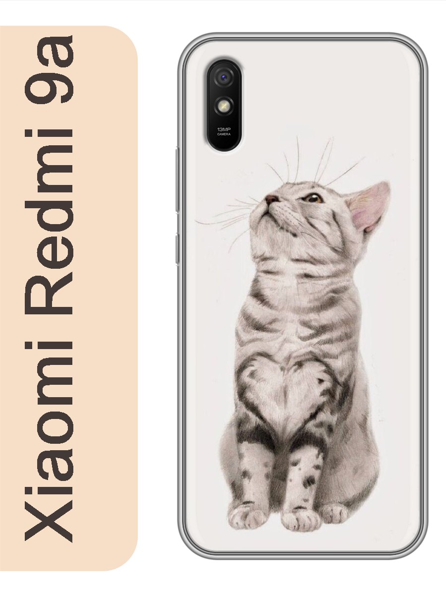 

Чехол на Xiaomi Redmi 9a кот белый фон 791, Прозрачный, red9acat2