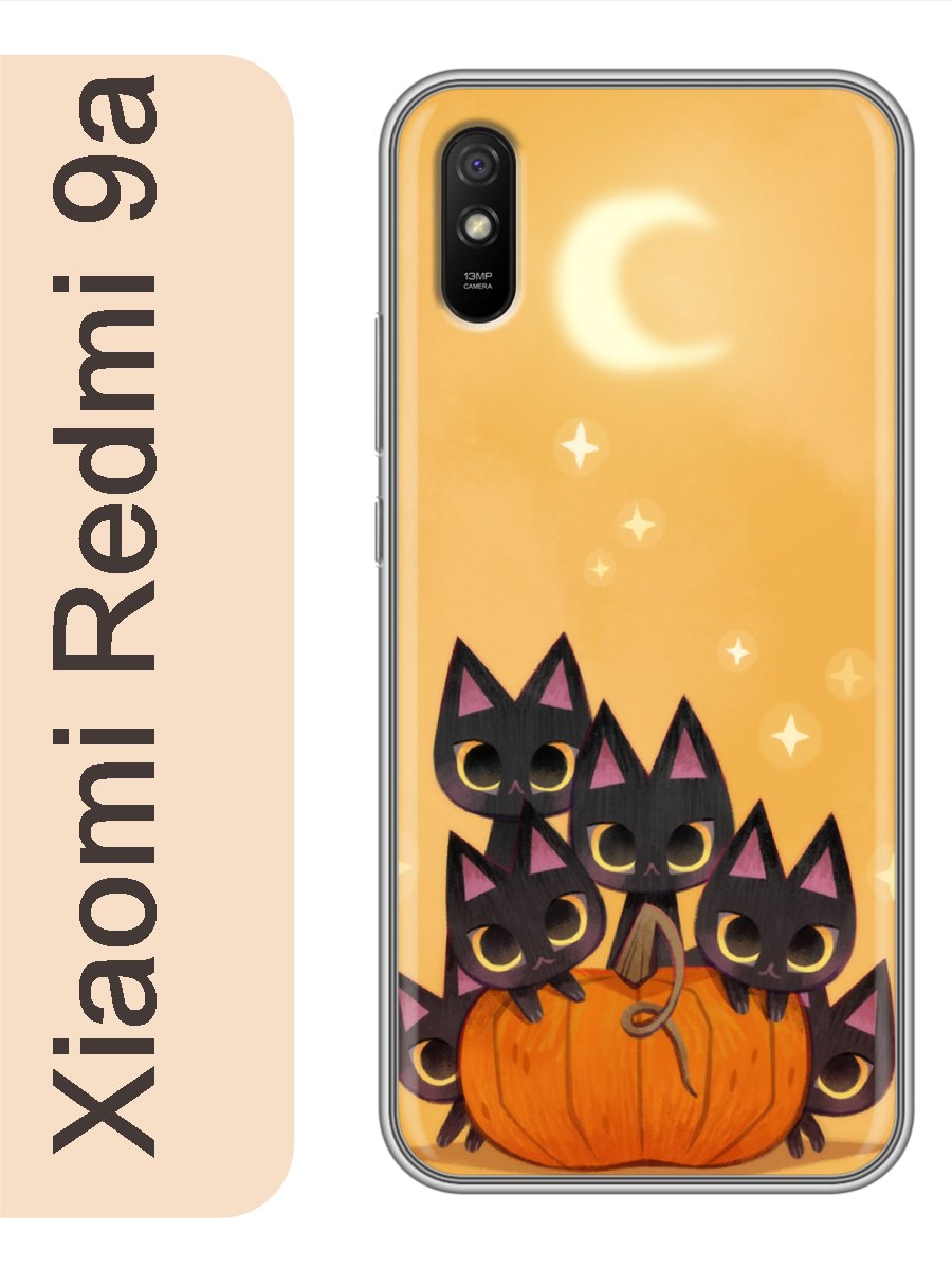 

Чехол на Xiaomi Redmi 9a котята черные на тыкве 790, red9acat2