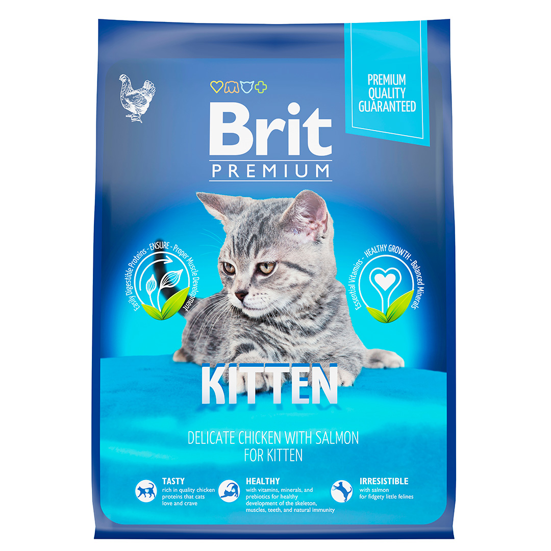 фото Сухой корм brit premium cat kitten для котят, с курицей, 2 кг