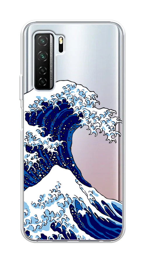 

Чехол Awog на Huawei P40 lite 5G "Волна в Канагаве", Синий;белый, 6103050-4