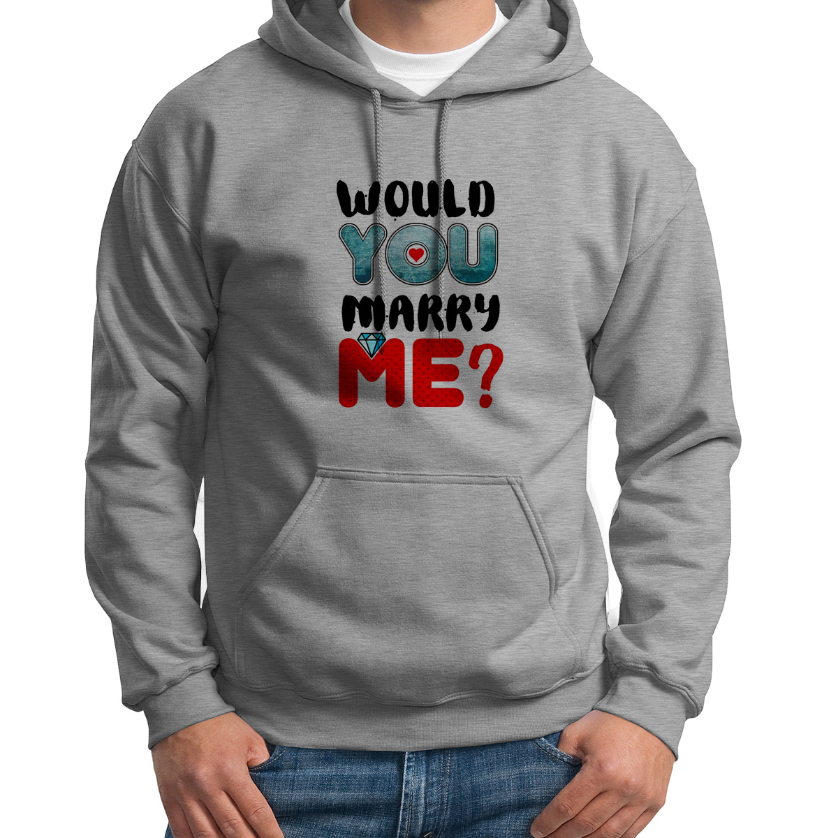 

Худи унисекс CoolPodarok WOULD MARRY ME серое 50 RU, Серый, 0S043507