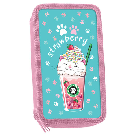 

Пенал ЮНЛАНДИЯ, 2 отделения, полиэстер, 19х11 см, "Yummy cat", 271023, Бирюзовый