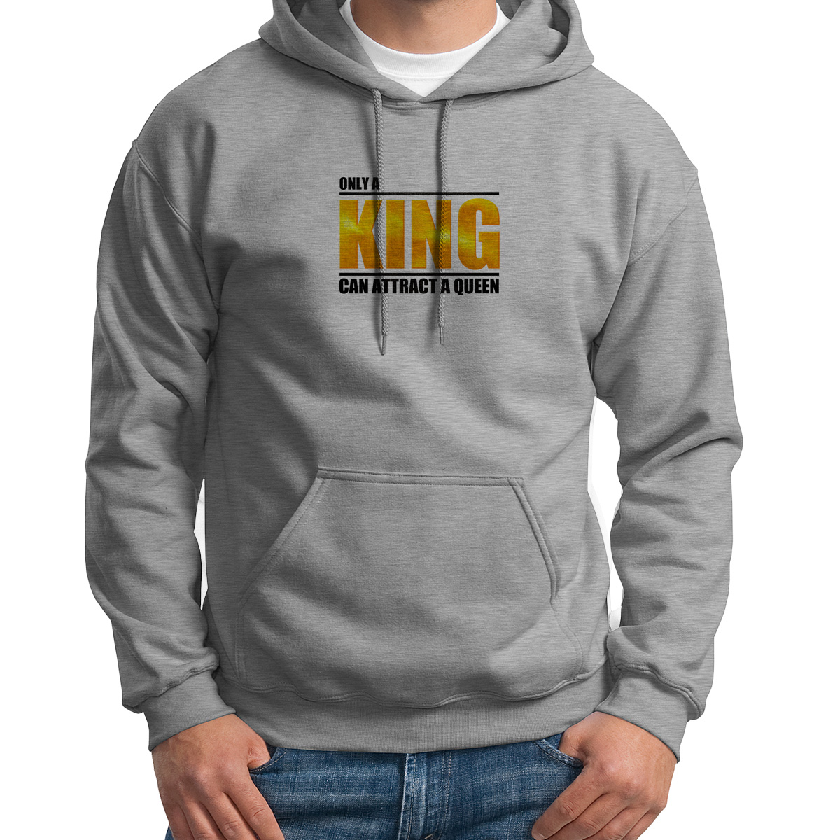 

Худи унисекс CoolPodarok onlyKING серое 50 RU, 0S043498