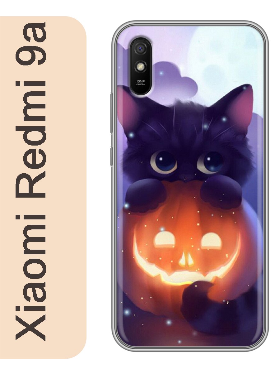 

Чехол на Xiaomi Redmi 9a черный кот хэллоуин 768, Прозрачный, red9acats