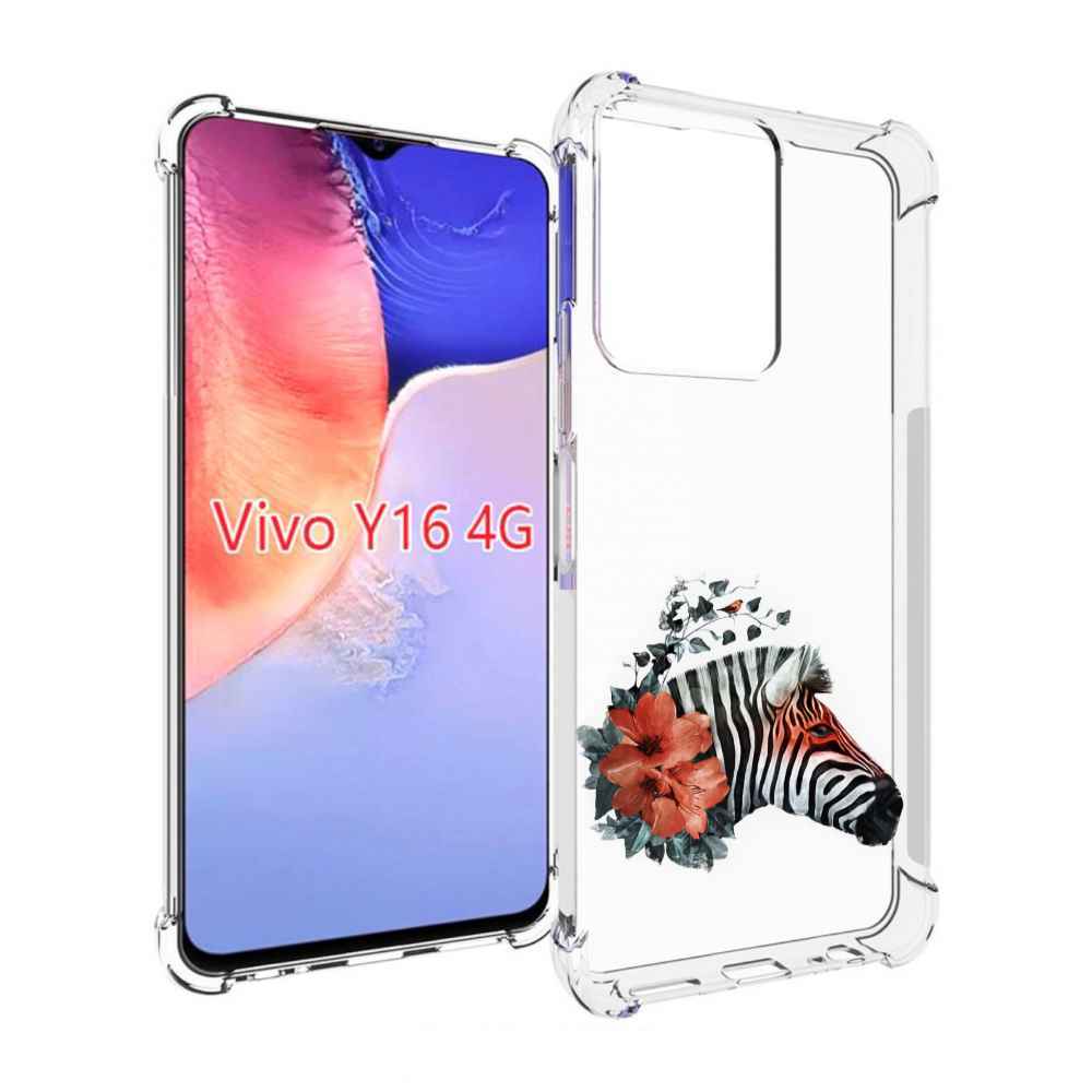 

Чехол MyPads Зебра с цветами для Vivo Y16 4G/ Vivo Y02S, Прозрачный, Tocco