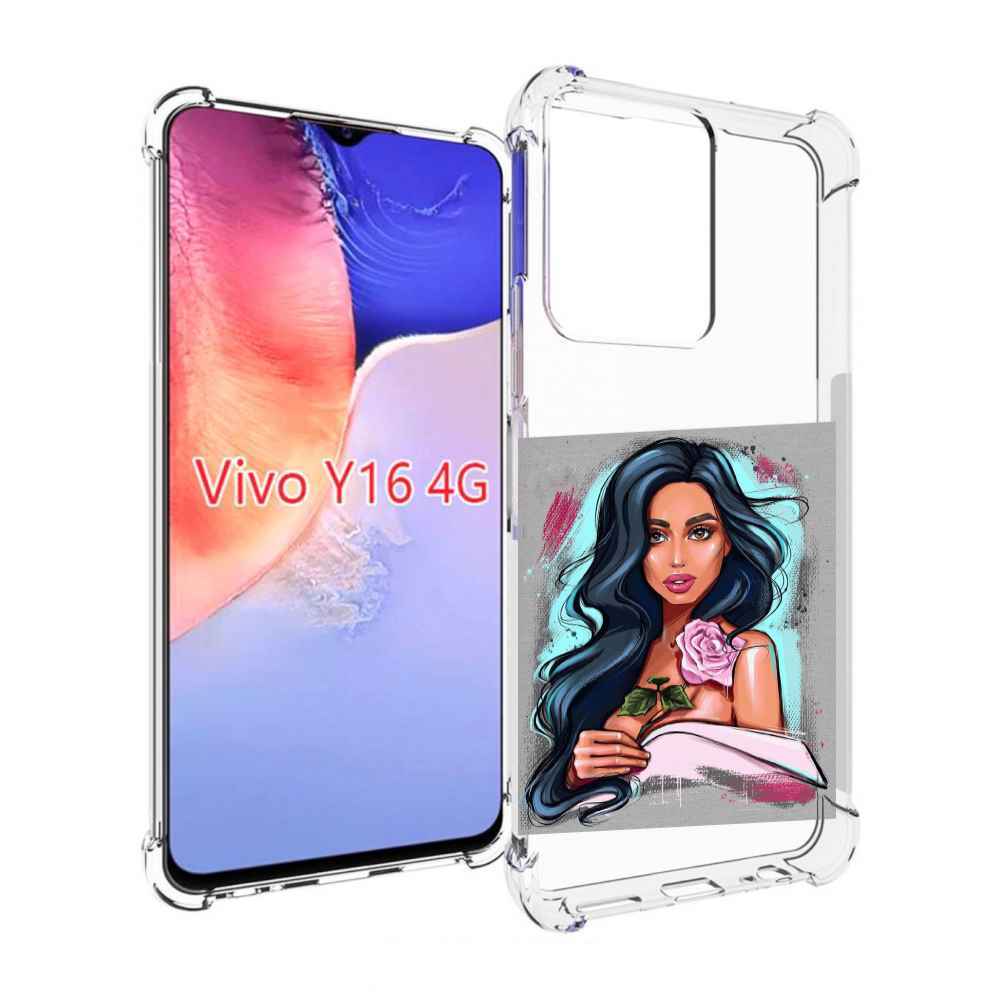 

Чехол MyPads Девушка-с-розовой-розочкой женский для Vivo Y16 4G/ Vivo Y02S, Прозрачный, Tocco