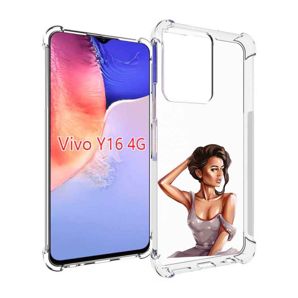 

Чехол MyPads Девушка-с-прической женский для Vivo Y16 4G/ Vivo Y02S, Прозрачный, Tocco