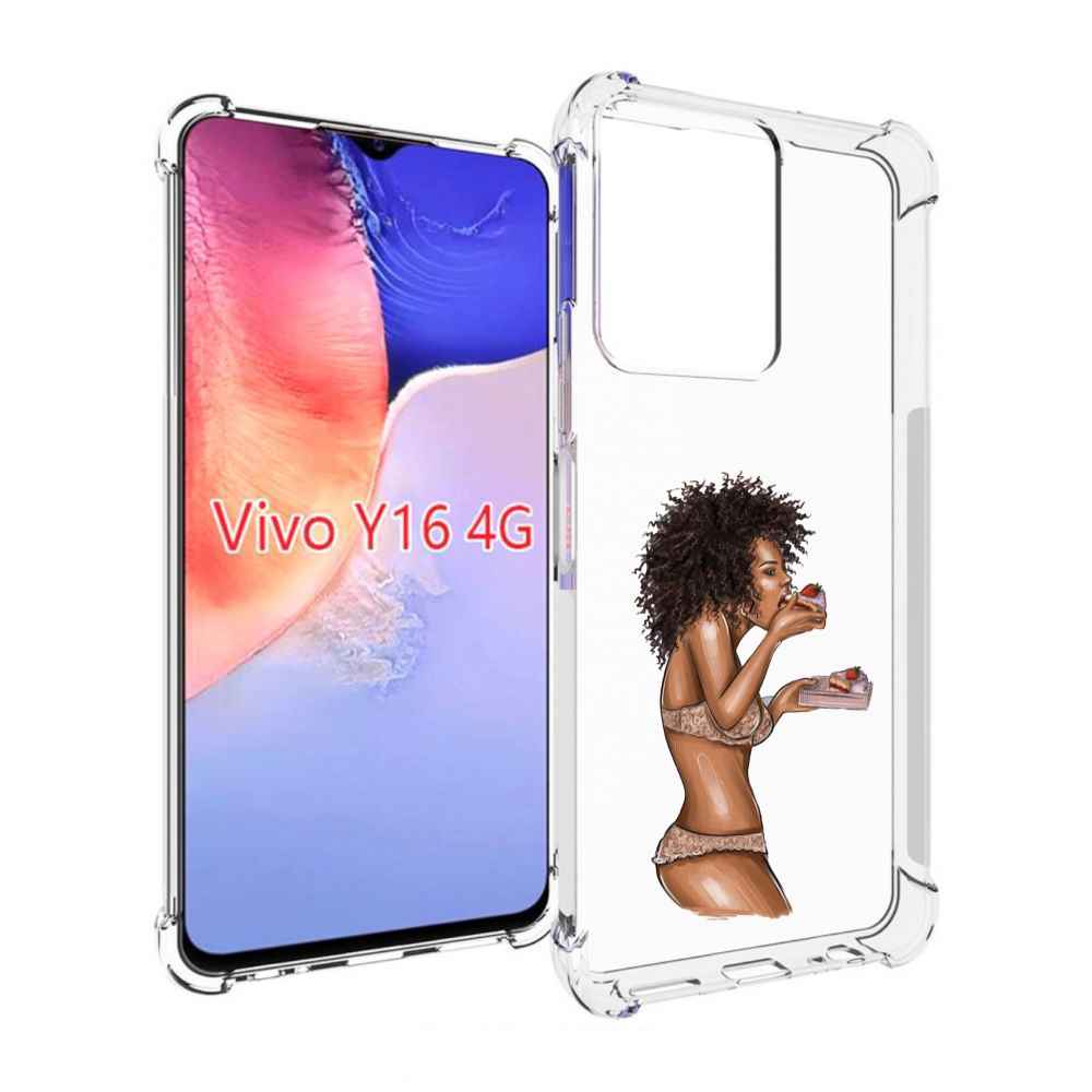 

Чехол MyPads Девушка-с-пирожными женский для Vivo Y16 4G/ Vivo Y02S, Прозрачный, Tocco