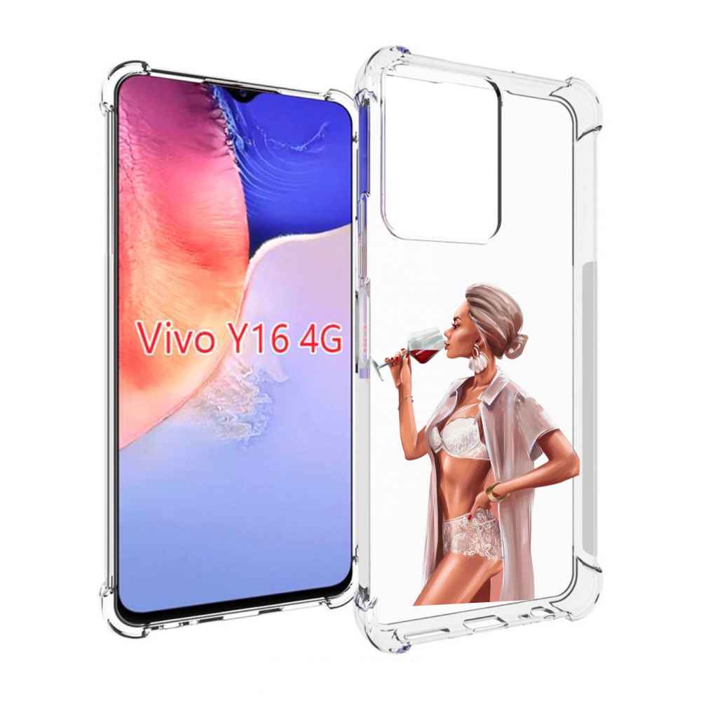 

Чехол MyPads Девушка-с-вином женский для Vivo Y16 4G/ Vivo Y02S, Прозрачный, Tocco