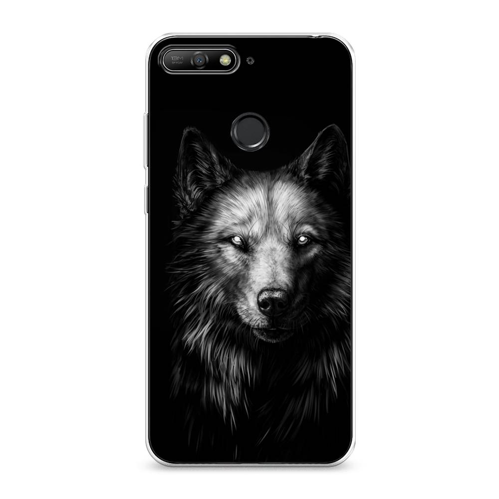 фото Чехол awog "волк черно белый" для huawei y6 prime 2018