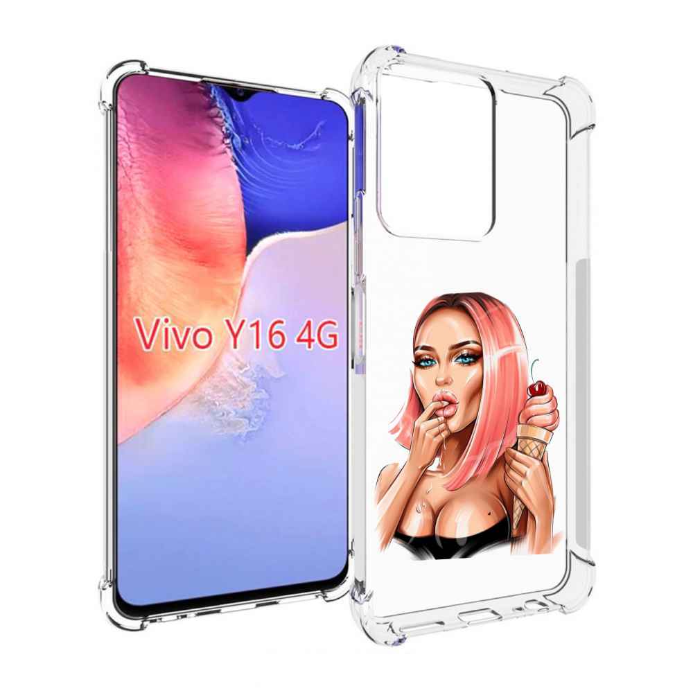 

Чехол MyPads Девушка-и-мороженое женский для Vivo Y16 4G/ Vivo Y02S, Прозрачный, Tocco