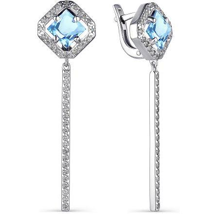 

Серьги женские из серебра АЛЬКОР 02-1547, фианит/топаз, 02-1547