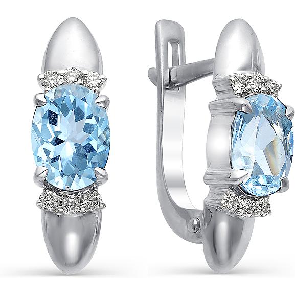 

Серьги женские из серебра АЛЬКОР 02-0273, топаз/фианит