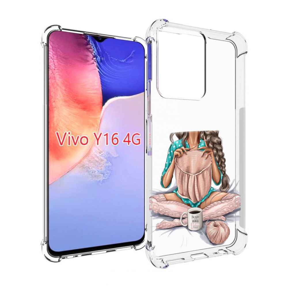 

Чехол MyPads Девушка-вяжет женский для Vivo Y16 4G/ Vivo Y02S, Прозрачный, Tocco