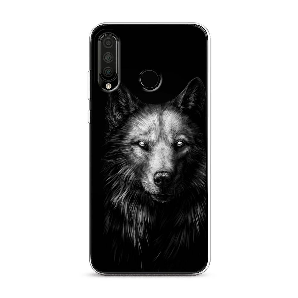 фото Чехол awog "волк черно белый" для huawei p30 lite