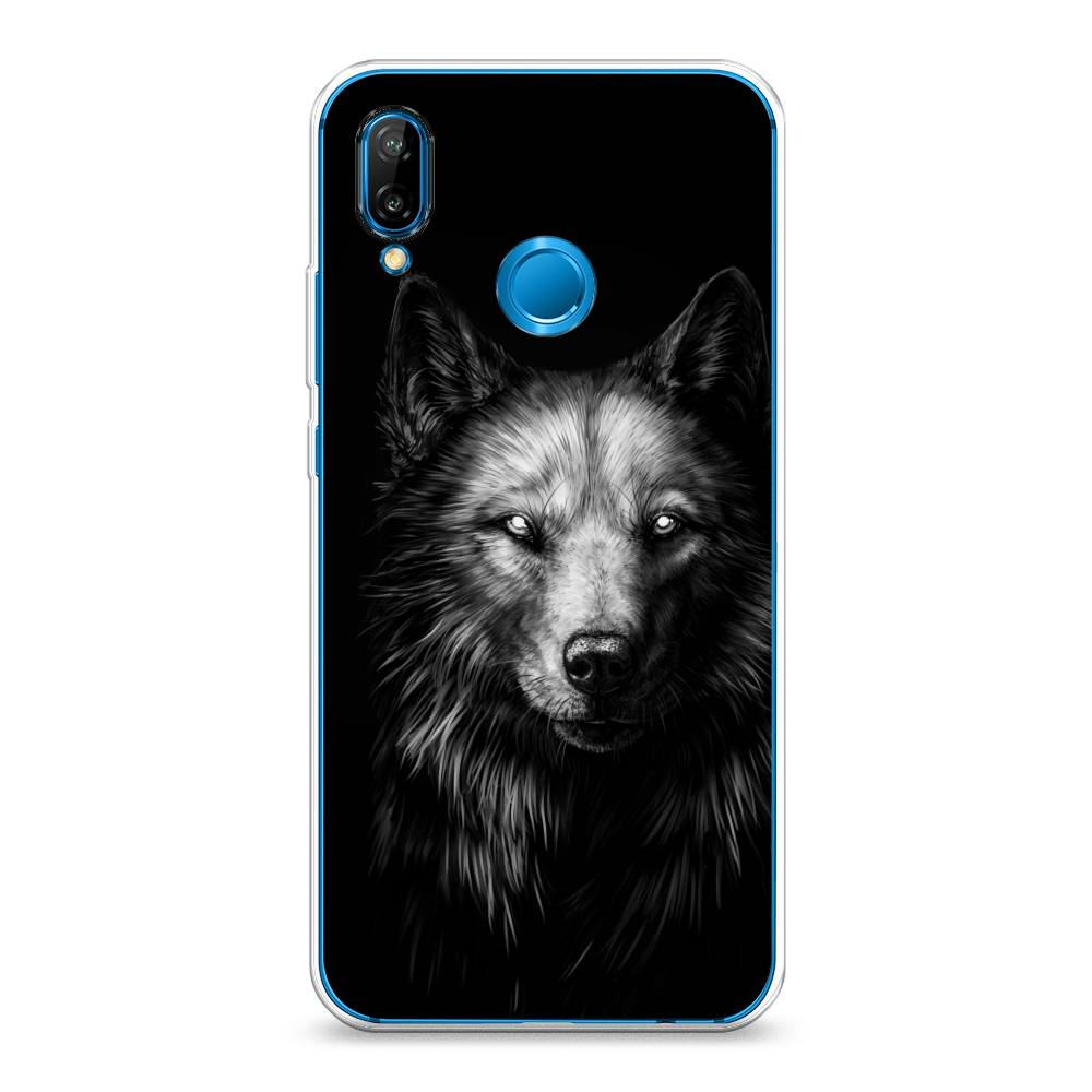 фото Чехол awog "волк черно белый" для huawei p20 lite