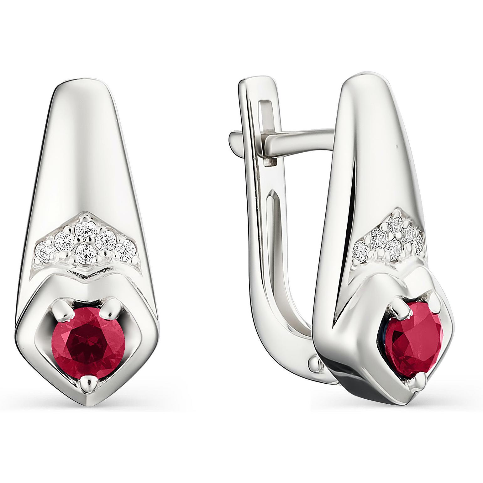 

Серьги женские из серебра АЛЬКОР 02-1081, рубин/фианит, 02-1081