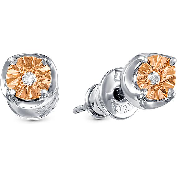 

Серьги-пусеты из серебра АЛЬКОР 02-1446, бриллиант, 02-1446
