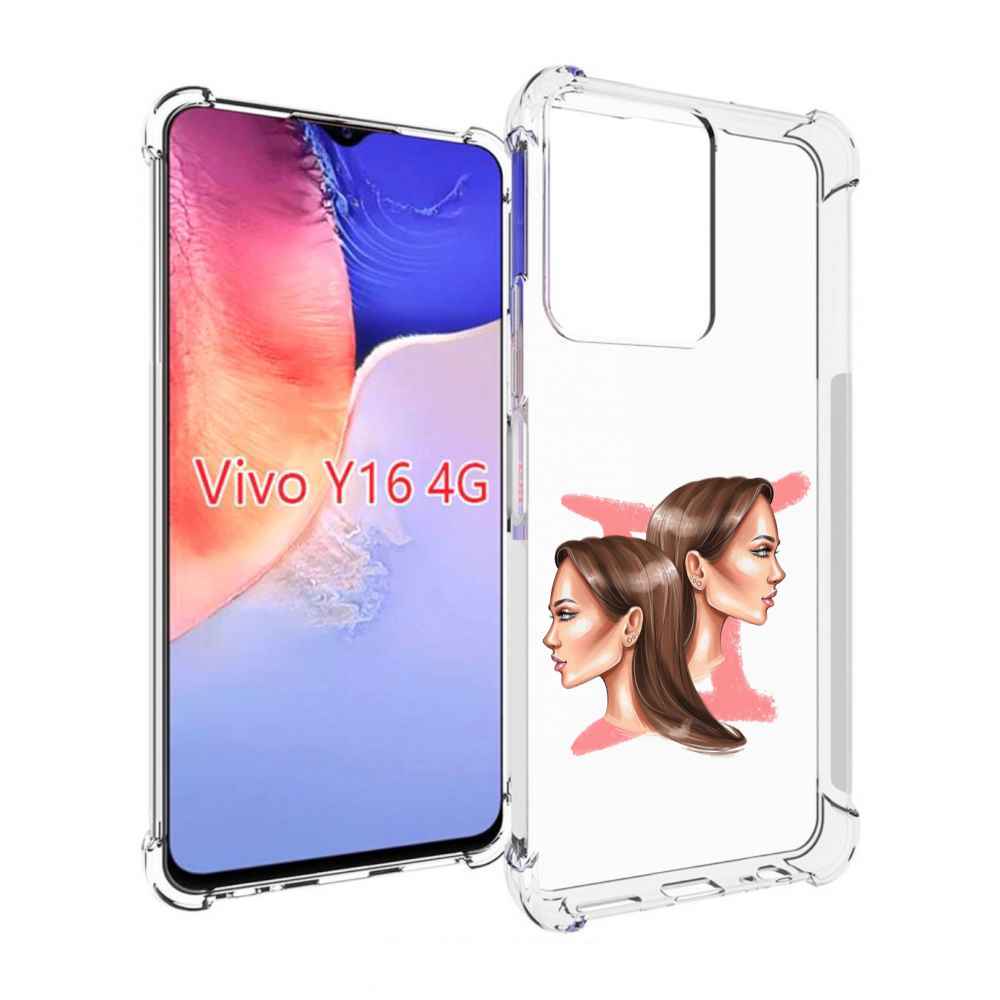

Чехол MyPads Девушка-Близнецы женский для Vivo Y16 4G/ Vivo Y02S, Прозрачный, Tocco