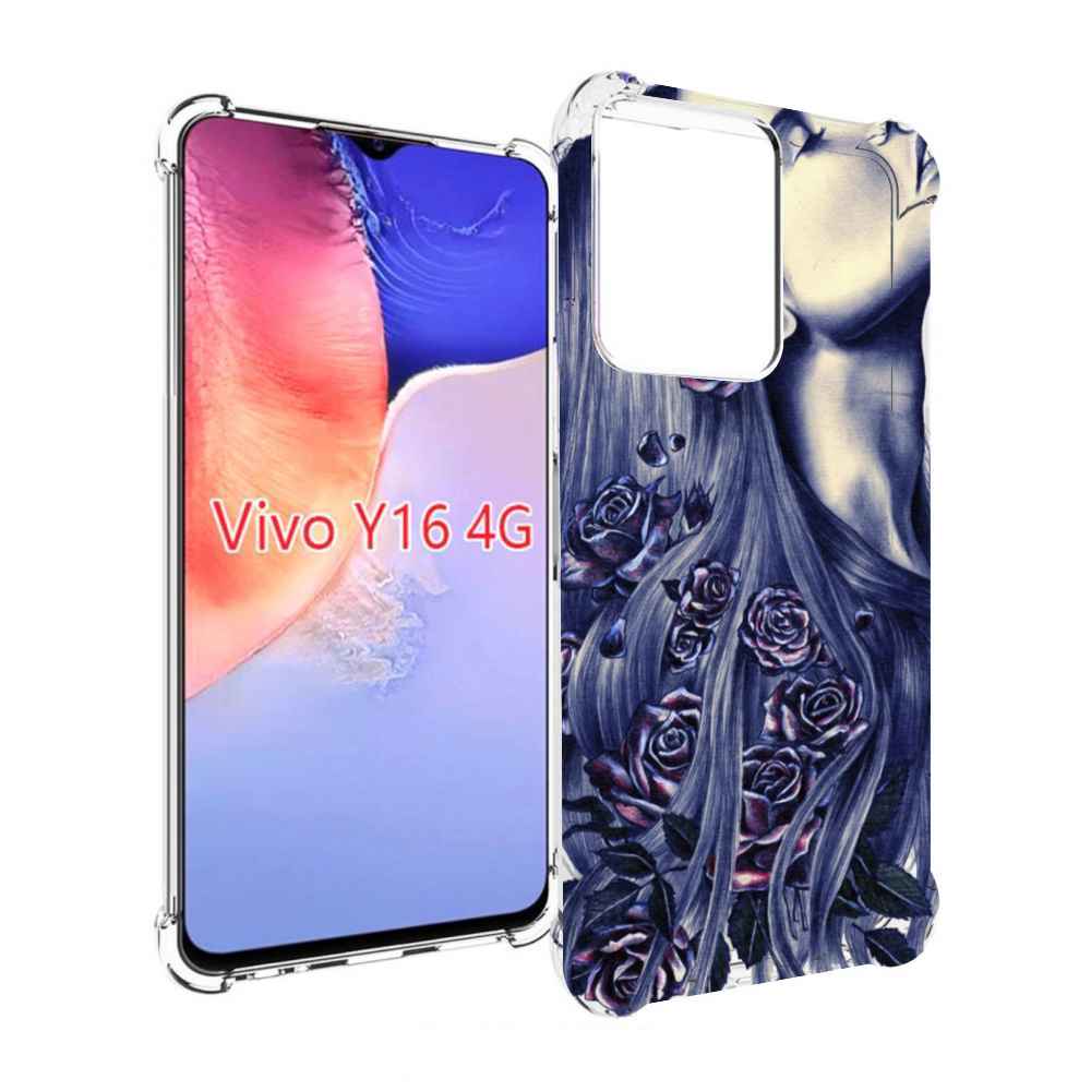

Чехол MyPads Девушка с розами женский для Vivo Y16 4G/ Vivo Y02S, Прозрачный, Tocco