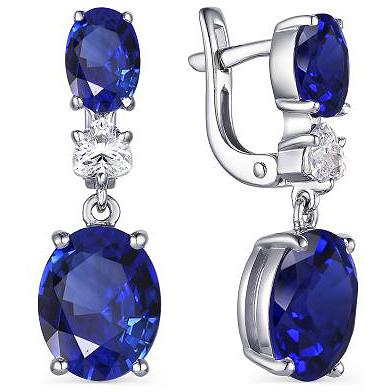 

Серьги женские из серебра АЛЬКОР 02-1529, сапфир/фианит, 02-1529