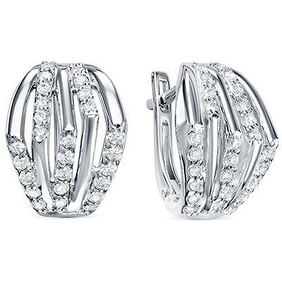 

Серьги женские из серебра АЛЬКОР 02-1588, фианит, 02-1588