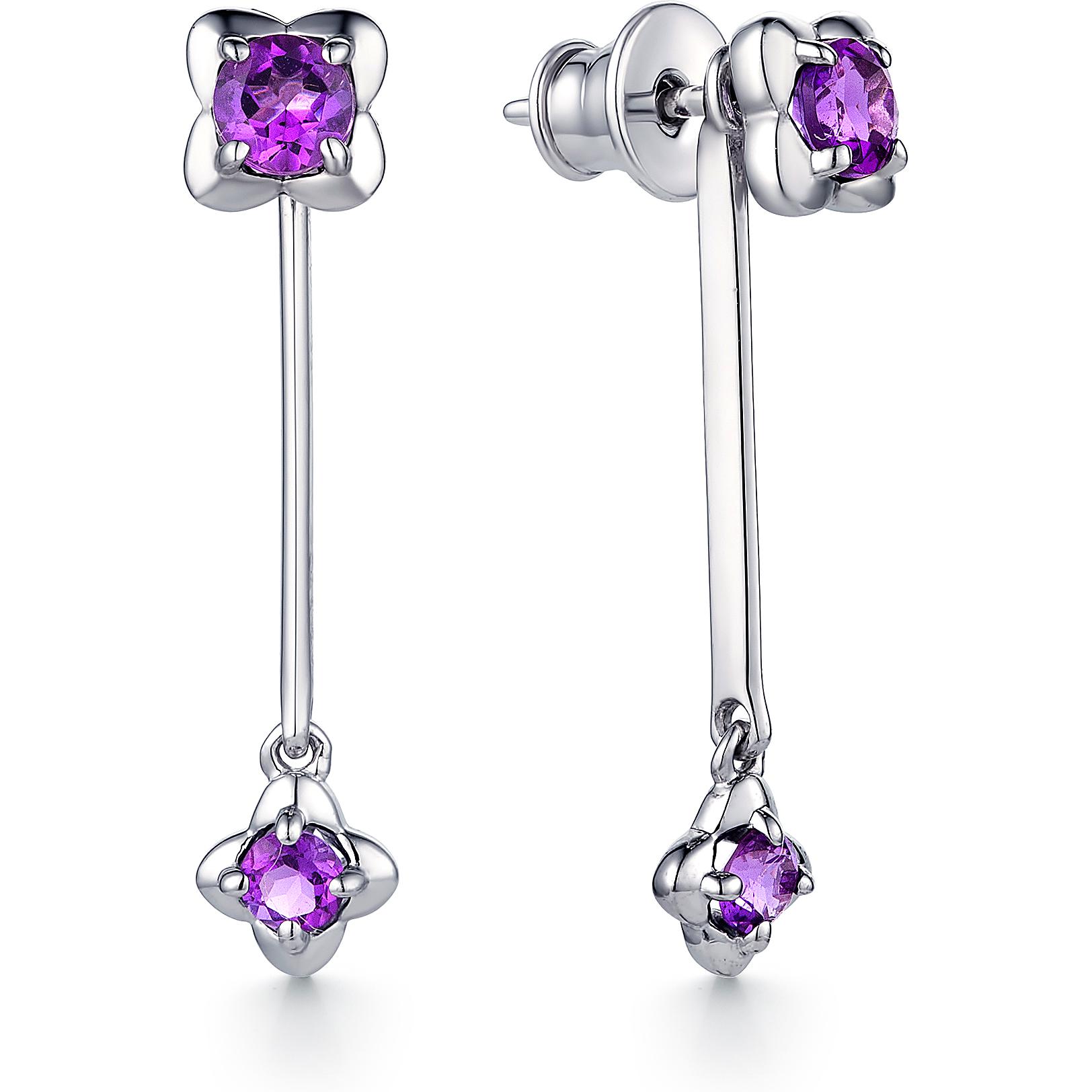 

Серьги женские из серебра АЛЬКОР 02-1410, аметист