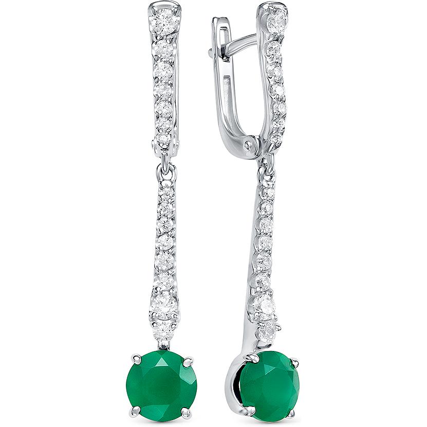

Серьги женские из серебра АЛЬКОР 02-1469, агат/фианит, 02-1469