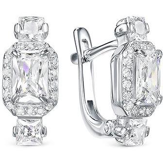 

Серьги женские из серебра АЛЬКОР 02-1048, фианит, 02-1048