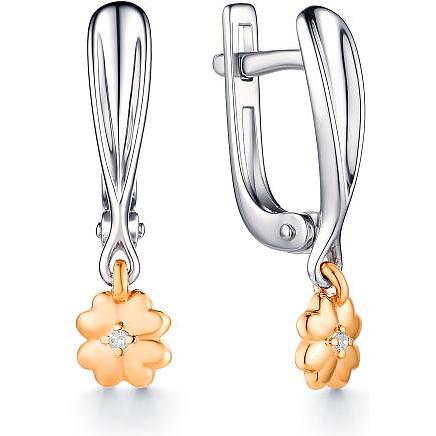 

Серьги женские из серебра АЛЬКОР 02-1299, бриллиант, 02-1299