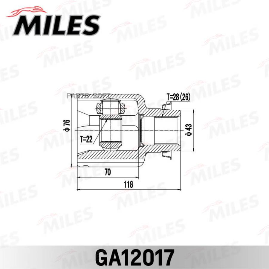 

Шрус Внутренний Правый Mazda 3 Bk 03-08, Bl 09-13 /Mazda Axela Bl 09-13 Ga12017 Miles арт.