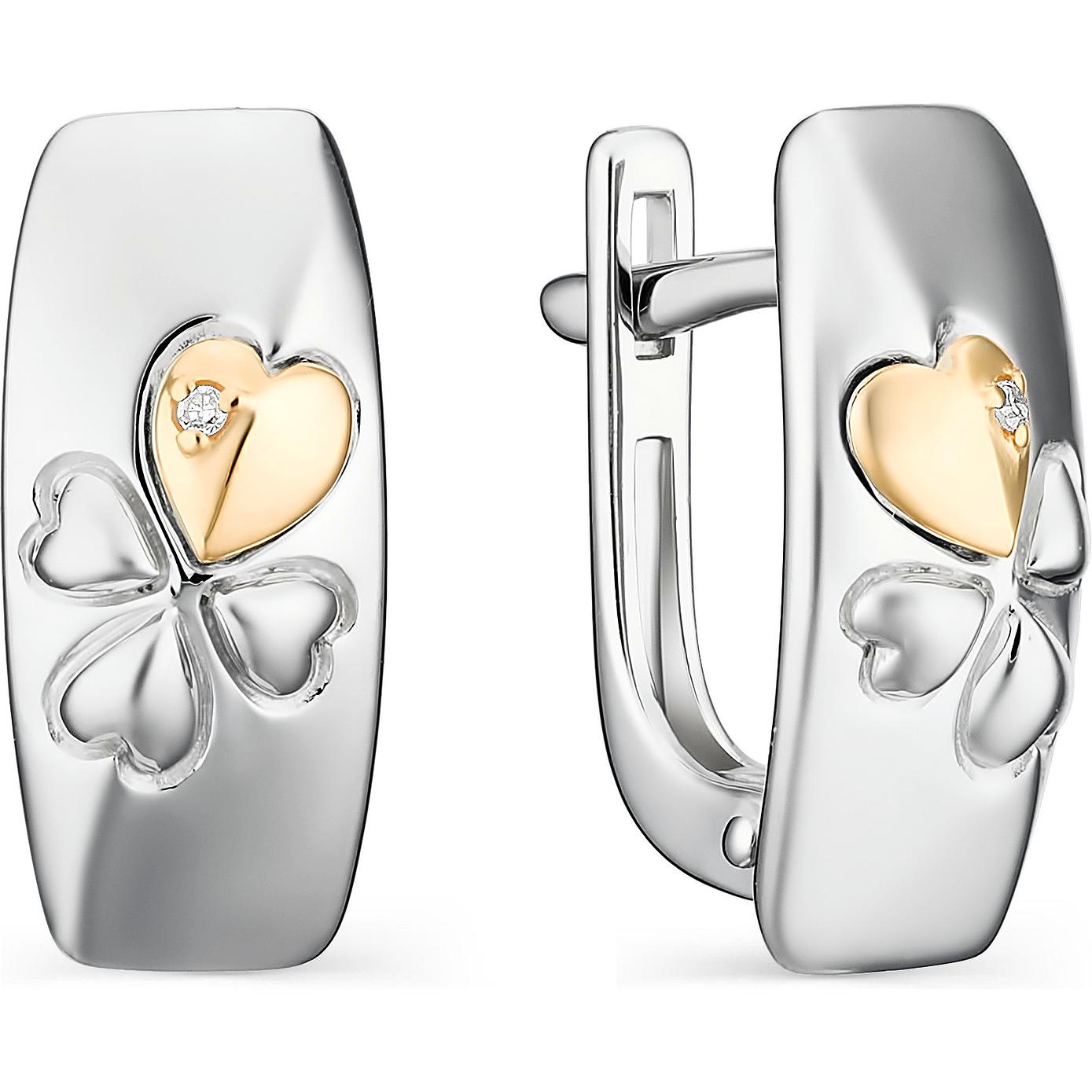 

Серьги женские из серебра АЛЬКОР 02-1275, бриллиант, 02-1275