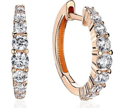 

Серьги конго из красного золота Эстет 01С1113732, фианит, 01С1113732