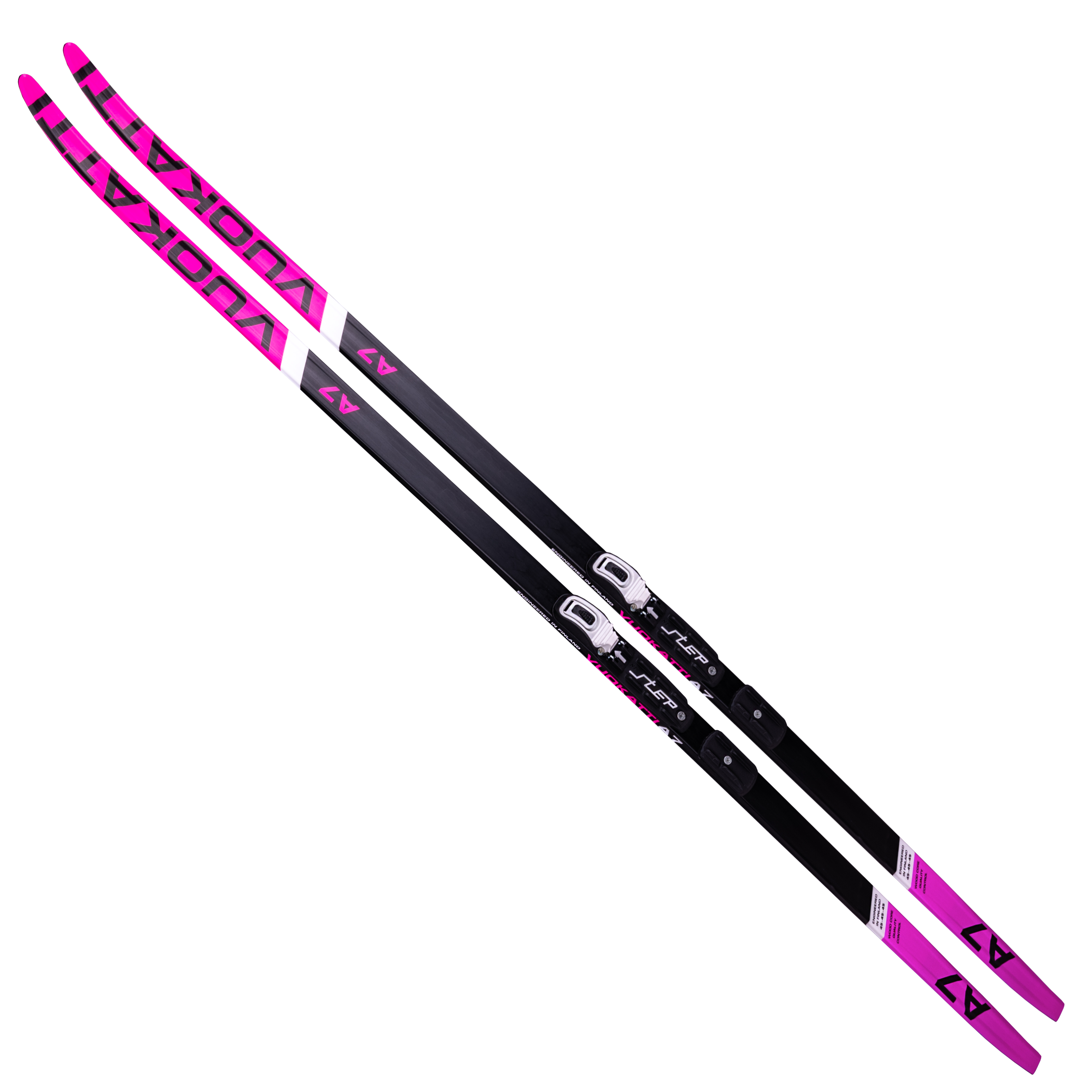 

Беговые лыжи VUOKATTI 200 см с креплением NNN Step-in Step Black Magenta без палок, Черный;красный, NNN Step-in (Step) без палок
