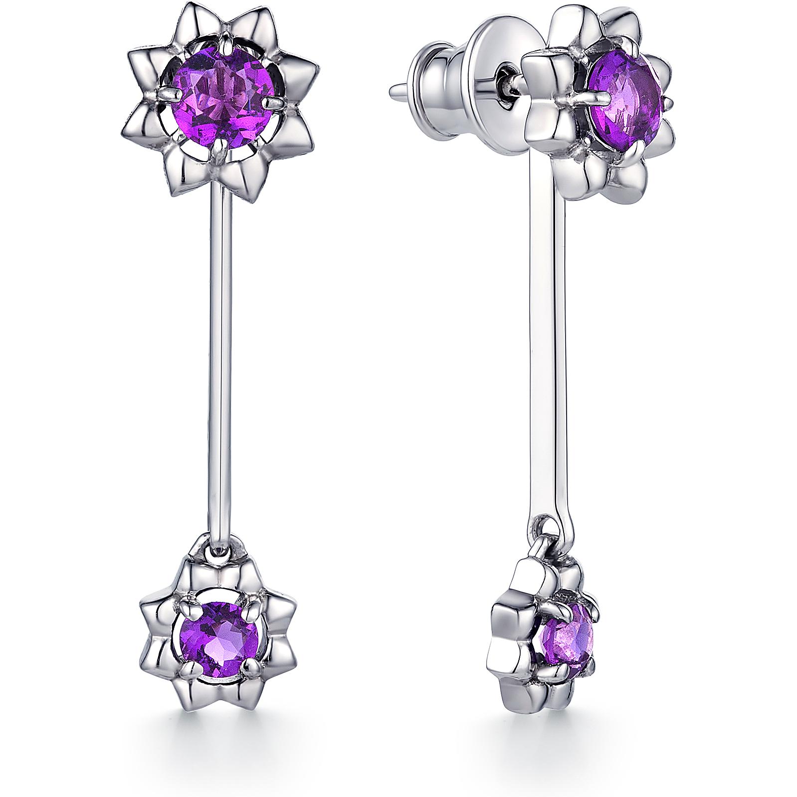 

Серьги женские из серебра АЛЬКОР 02-1408, аметист