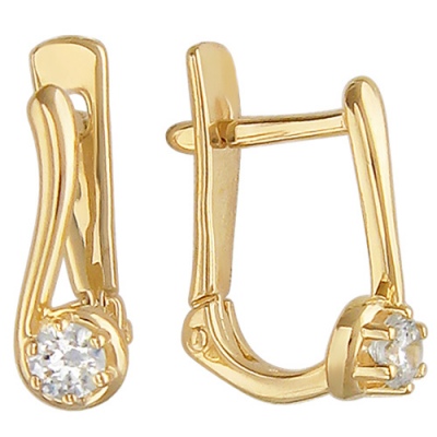 

Серьги из желтого золота с фианитом Эстет 01С136725, 01С136725