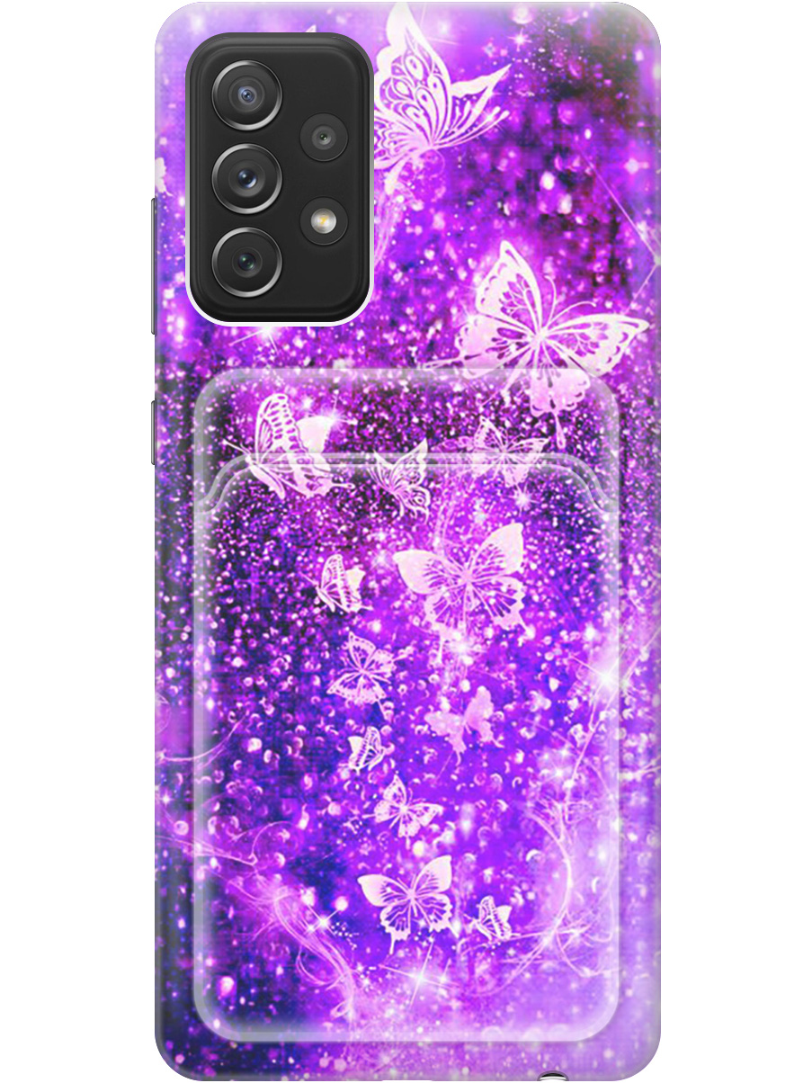 

Силиконовый чехол на Samsung Galaxy A72 с рисунком "Фиолетовые бабочки", Фиолетовый;черный, 20012049