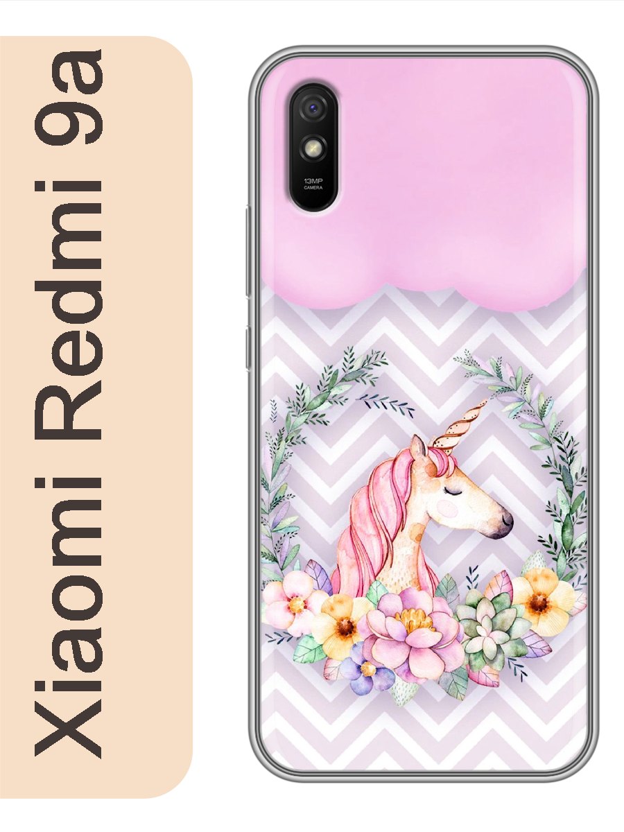 

Чехол на Xiaomi Redmi 9a единорог 534, Прозрачный, red9aerog