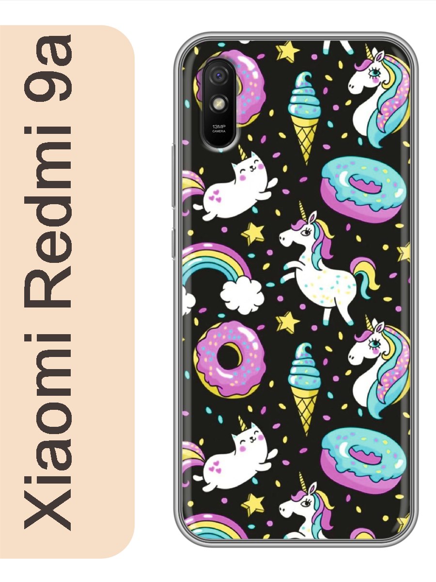 

Чехол на Xiaomi Redmi 9a единорог 498, Прозрачный, red9aerog