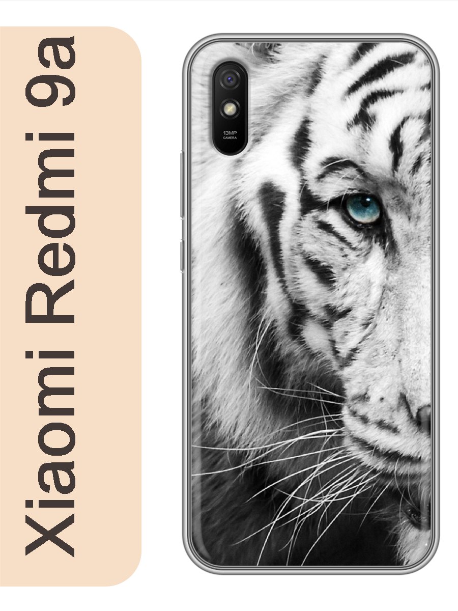 

Чехол на Xiaomi Redmi 9a белый тигр 454, Прозрачный, red9azhiv