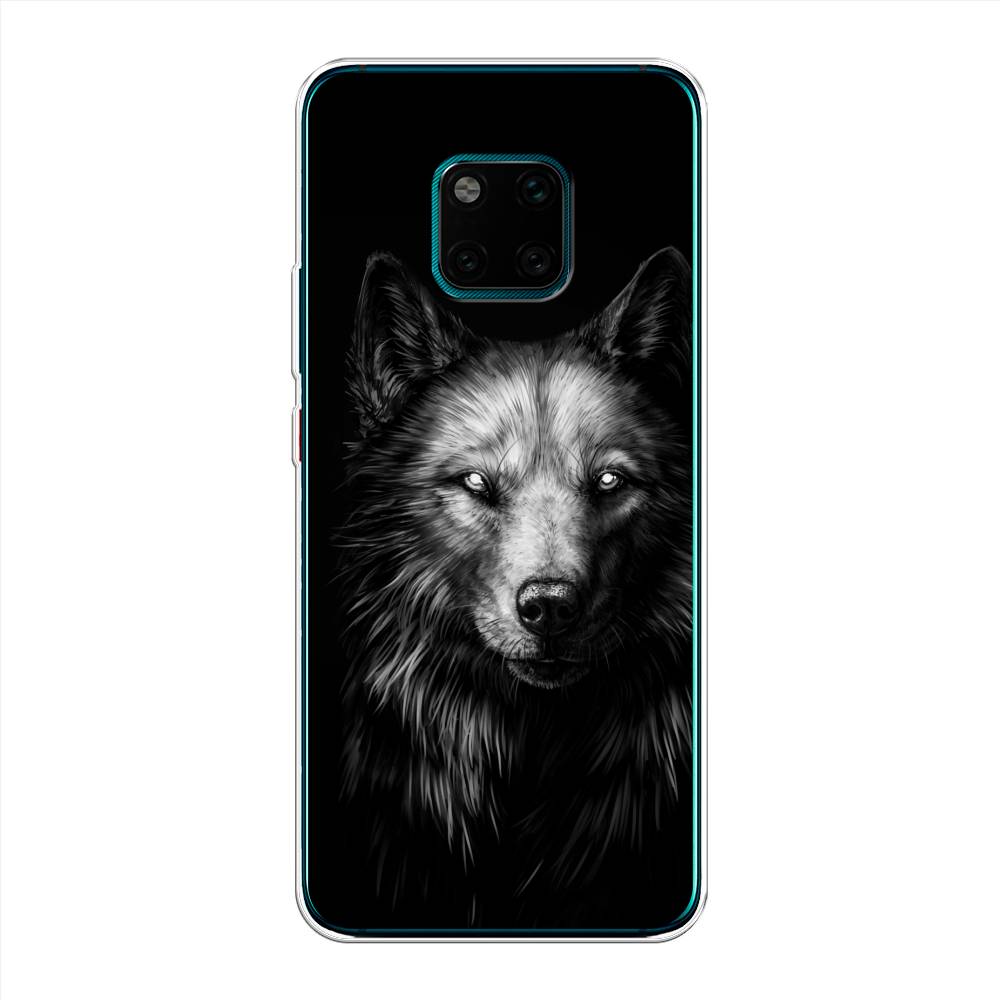 фото Чехол awog "волк черно белый" для huawei mate 20 pro