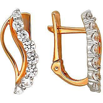 

Серьги из красного золота с фианитом Эстет 01С115144, 01С115144