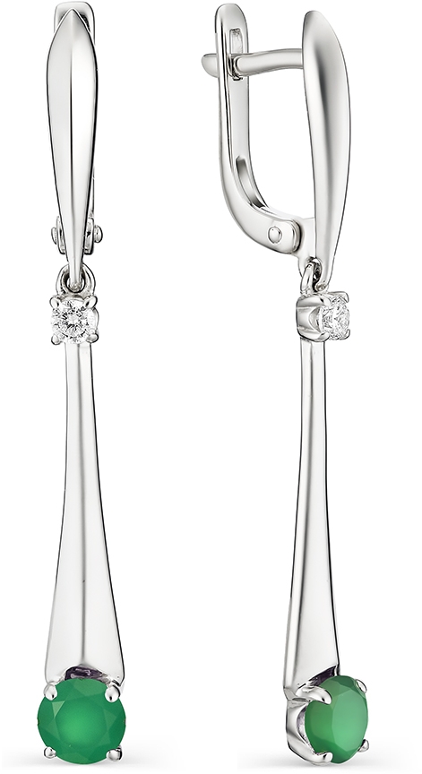 

Серьги женские из серебра АЛЬКОР 02-1280, агат/фианит, 02-1280