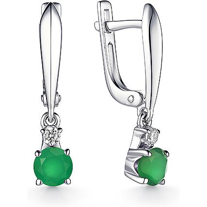 

Серьги женские из серебра АЛЬКОР 02-1347, агат/фианит, 02-1347