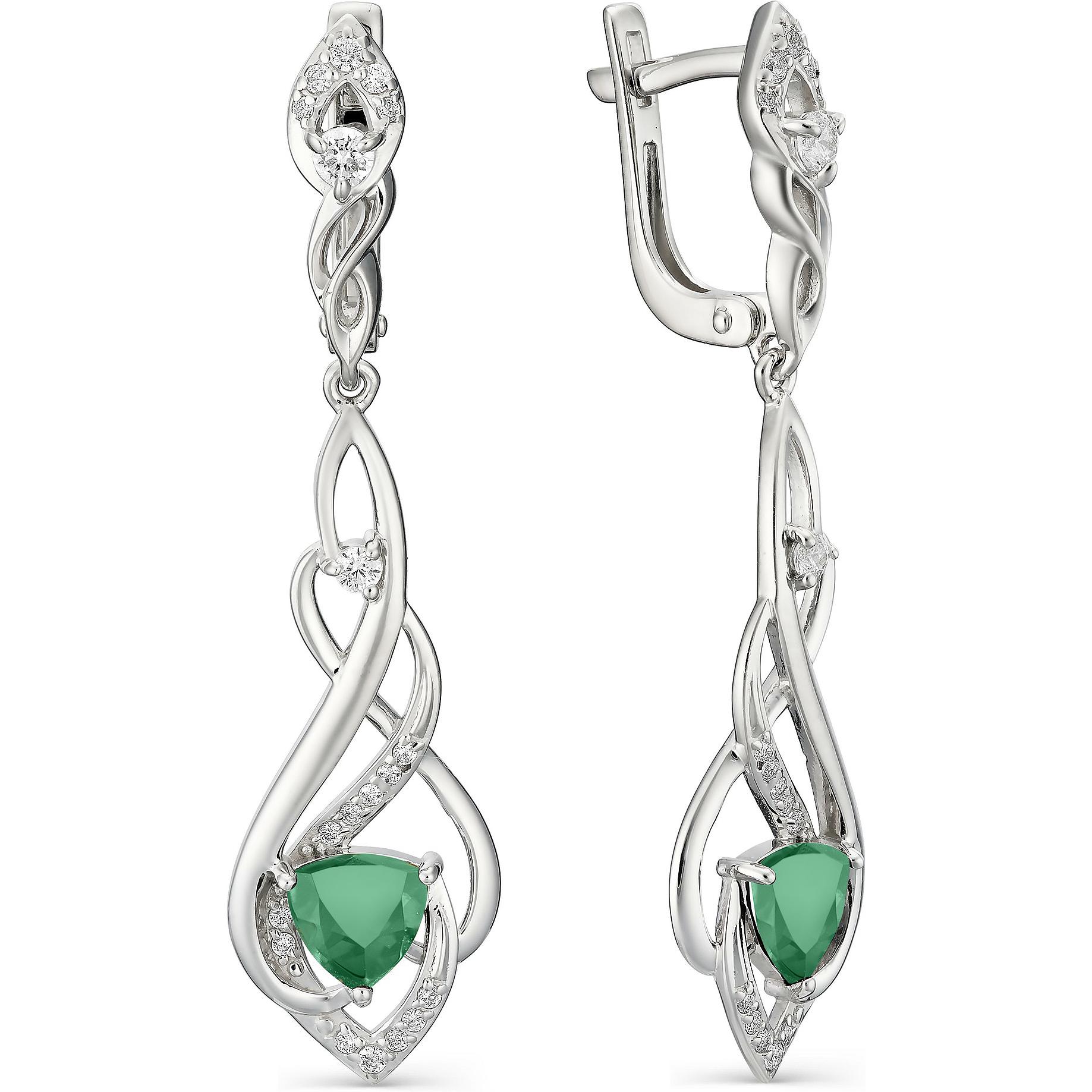 

Серьги женские из серебра АЛЬКОР 02-0992, агат/фианит
