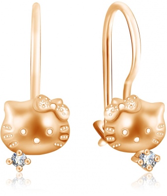 

Серьги из красного золота с фианитом Эстет 01С114932, 01С114932