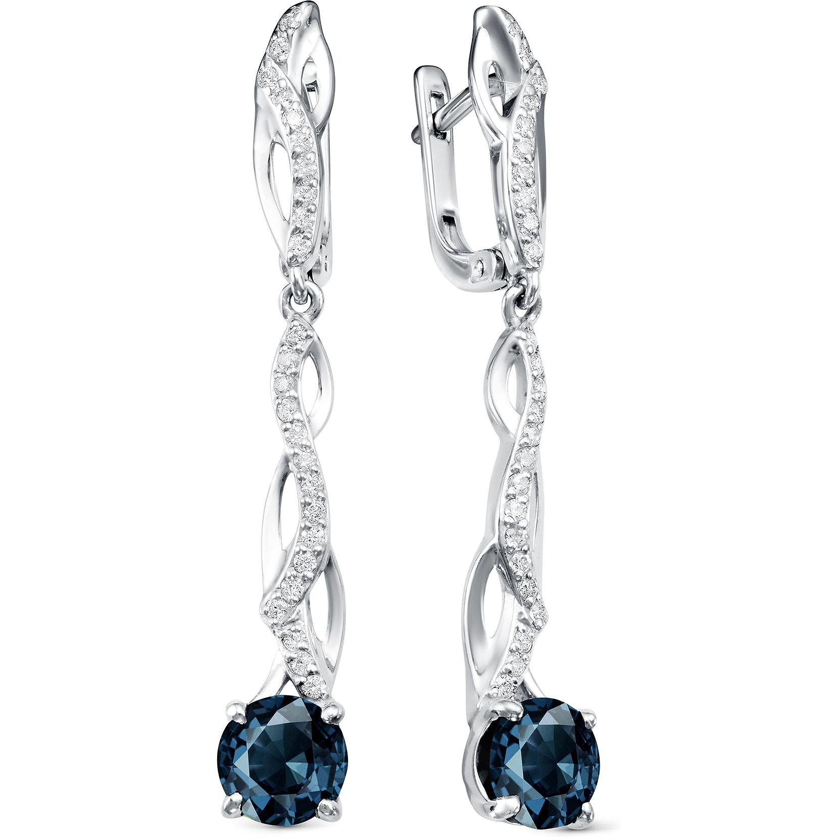 

Серьги женские из серебра АЛЬКОР 02-1468, топаз/фианит